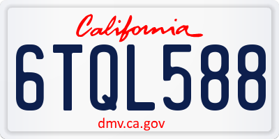 CA license plate 6TQL588