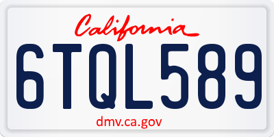 CA license plate 6TQL589