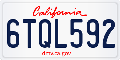 CA license plate 6TQL592