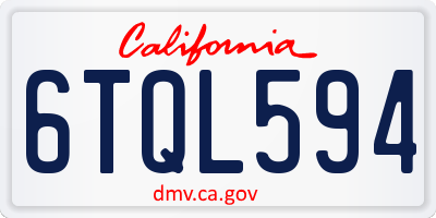 CA license plate 6TQL594