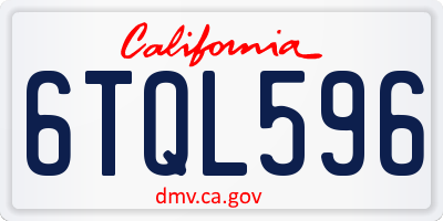 CA license plate 6TQL596