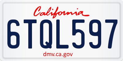 CA license plate 6TQL597