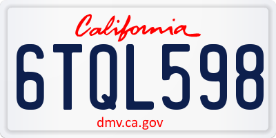 CA license plate 6TQL598