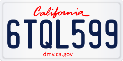 CA license plate 6TQL599