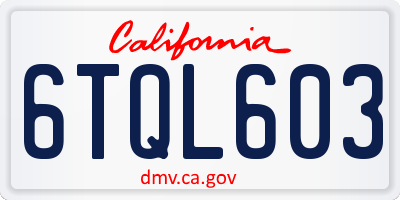 CA license plate 6TQL603