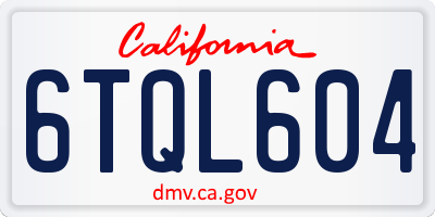 CA license plate 6TQL604