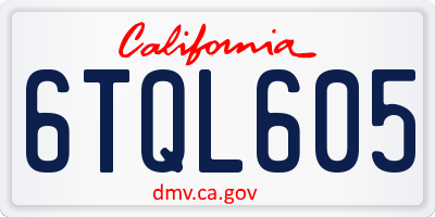 CA license plate 6TQL605