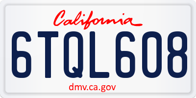 CA license plate 6TQL608