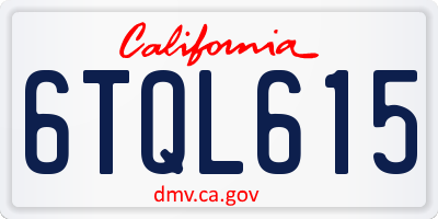 CA license plate 6TQL615