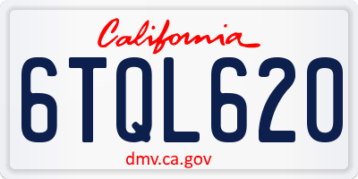 CA license plate 6TQL620