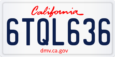 CA license plate 6TQL636