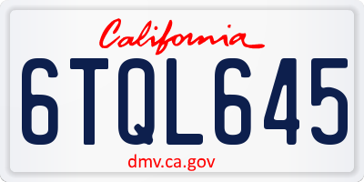 CA license plate 6TQL645