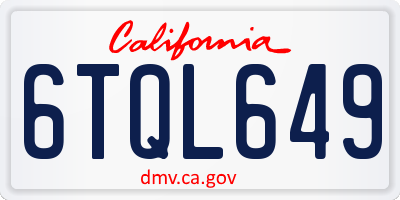 CA license plate 6TQL649