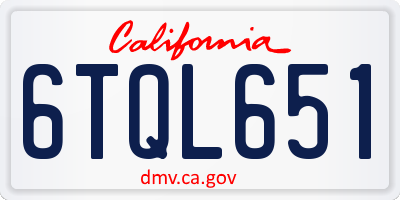 CA license plate 6TQL651