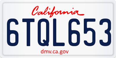 CA license plate 6TQL653