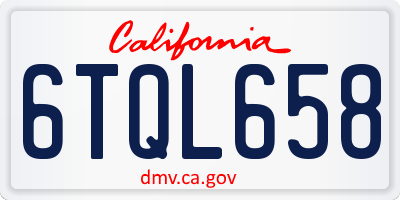 CA license plate 6TQL658