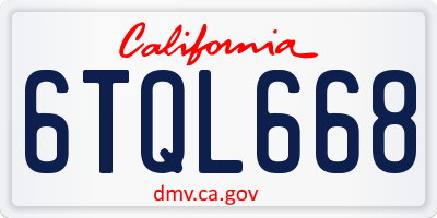 CA license plate 6TQL668