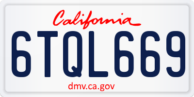 CA license plate 6TQL669