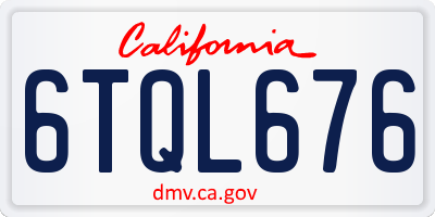 CA license plate 6TQL676