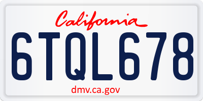 CA license plate 6TQL678