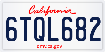 CA license plate 6TQL682