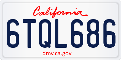 CA license plate 6TQL686