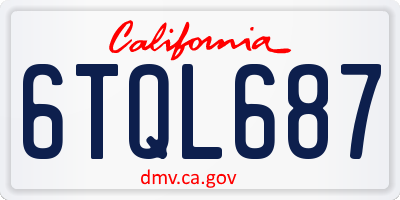 CA license plate 6TQL687