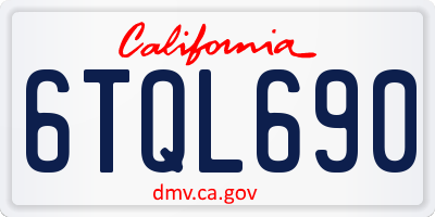 CA license plate 6TQL690
