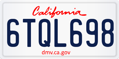 CA license plate 6TQL698