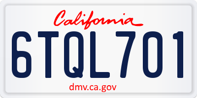 CA license plate 6TQL701