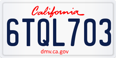 CA license plate 6TQL703