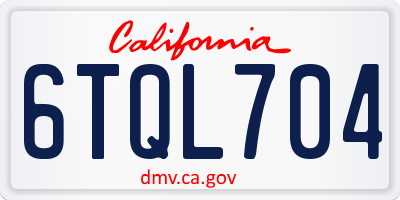 CA license plate 6TQL704