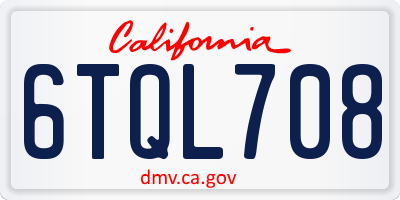 CA license plate 6TQL708