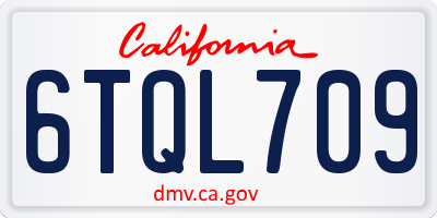 CA license plate 6TQL709