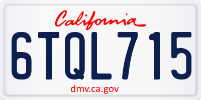 CA license plate 6TQL715