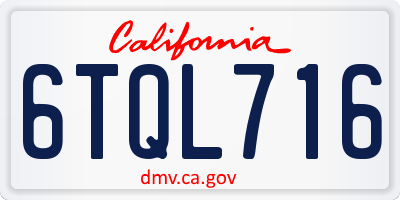 CA license plate 6TQL716