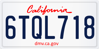 CA license plate 6TQL718