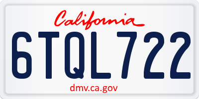 CA license plate 6TQL722