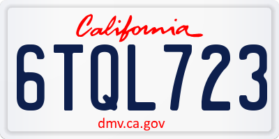 CA license plate 6TQL723