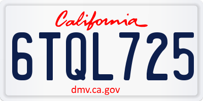 CA license plate 6TQL725