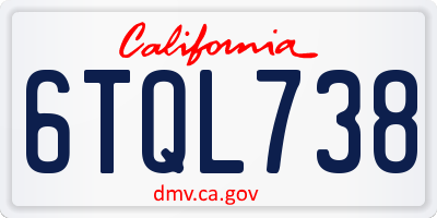 CA license plate 6TQL738