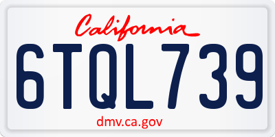 CA license plate 6TQL739