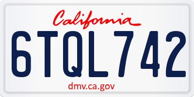 CA license plate 6TQL742