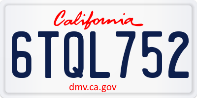 CA license plate 6TQL752