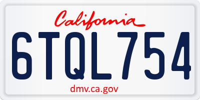 CA license plate 6TQL754