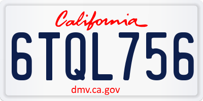 CA license plate 6TQL756