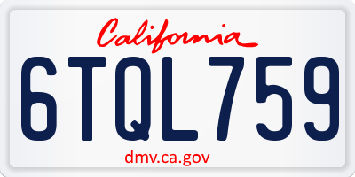 CA license plate 6TQL759
