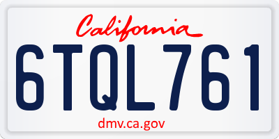 CA license plate 6TQL761