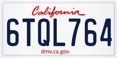 CA license plate 6TQL764