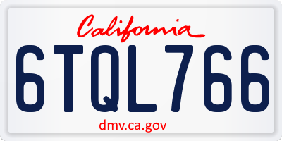 CA license plate 6TQL766